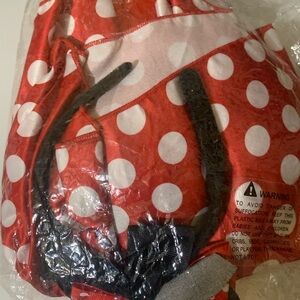 Kids size 6-7 Minnie Mouse Red Polka Dot dress w/ Headband with Bow